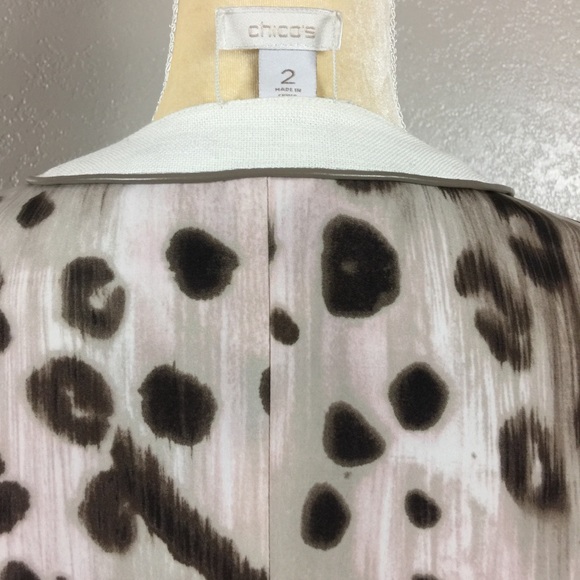 Chicos Reversible Linen Khaki Cheetah Jacket - Picture 8 of 8